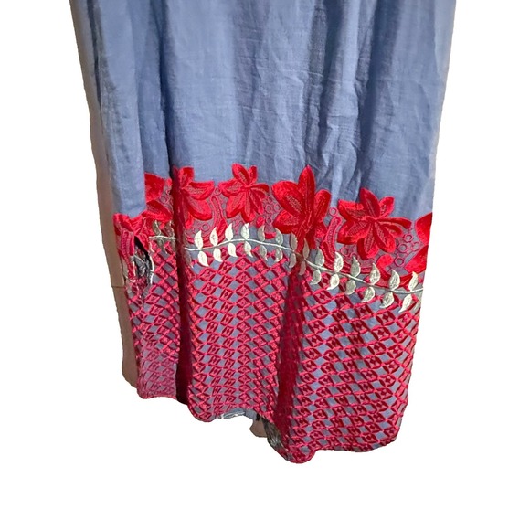 Anthropologie Blue Lilka Estina Embroidered Chambray Maxi Dress size small Boho - Picture 7 of 7